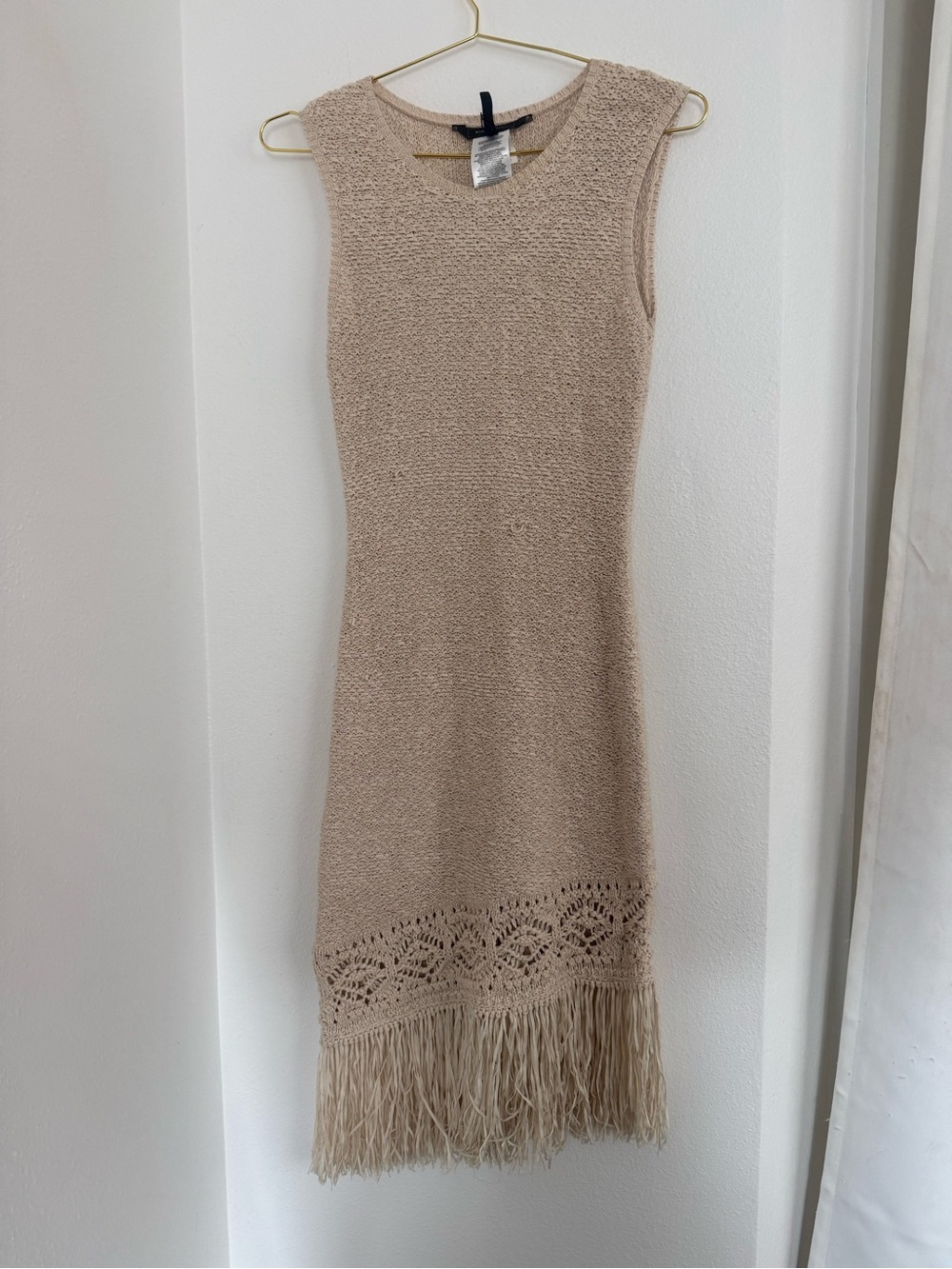 BCBGMAXAZRIA Jocelynn Fringe Knit Midi Dress NWT